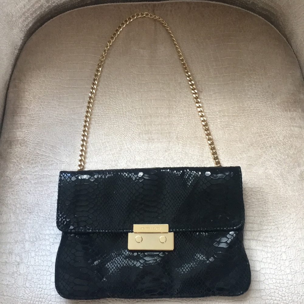 Michael Kors black clutch with chain